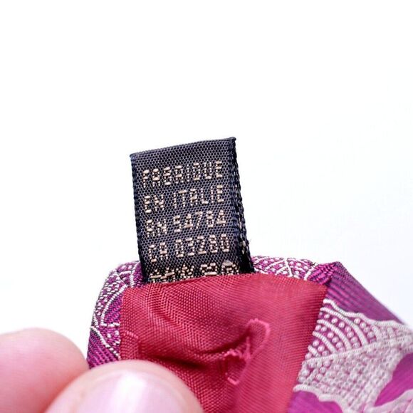 Valentino Cravatte Purple Tan Abstract Floral Woven Short Silk Tie Italy - Picture 5 of 7